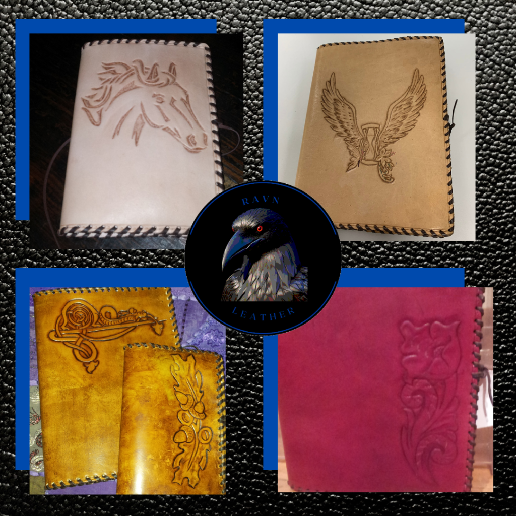 Selection of hand carved book covers