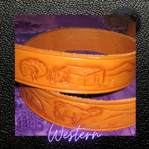 Western hand carved leather belt for men