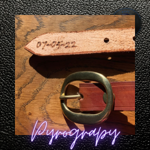 personalised pyrographed leather belt