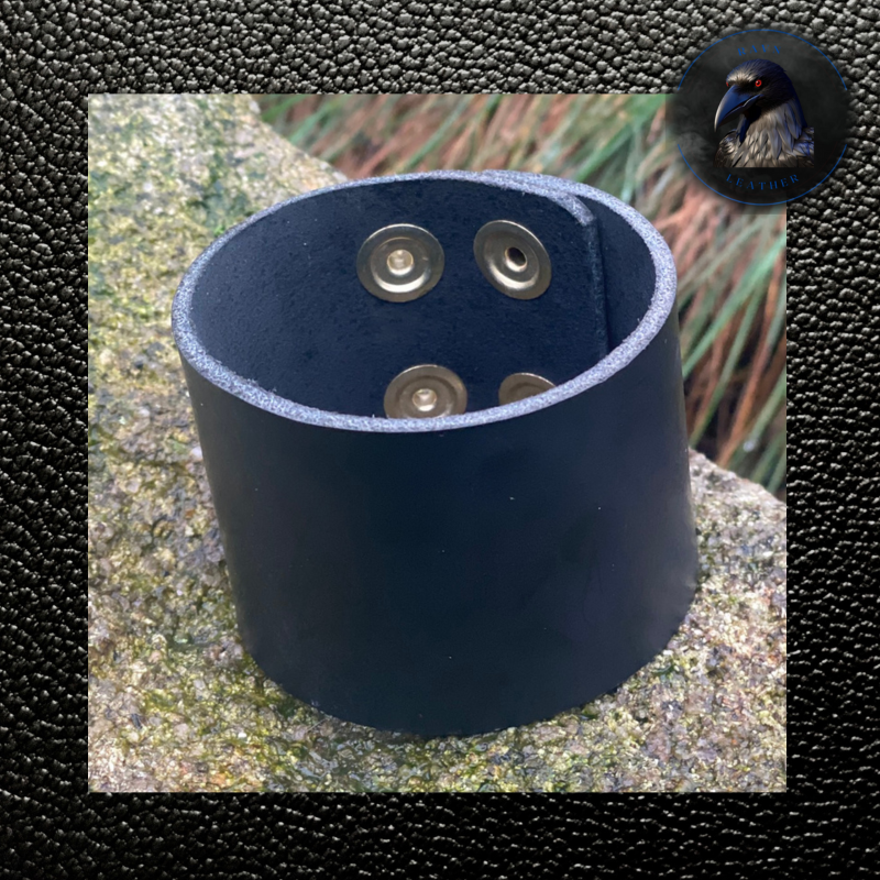 Chunky black leather cuff